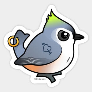 Funny Cartoon Tufted Tough Titmouse Bird Sticker